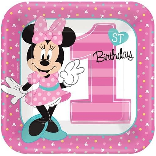 Minnie 1St Square Plate 9In