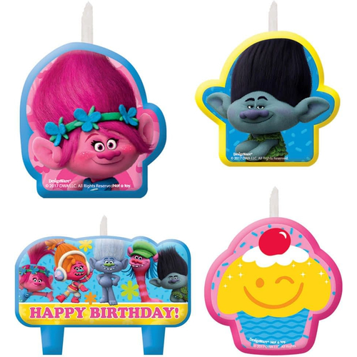 Trolls Birthday Candle Set 4Pk