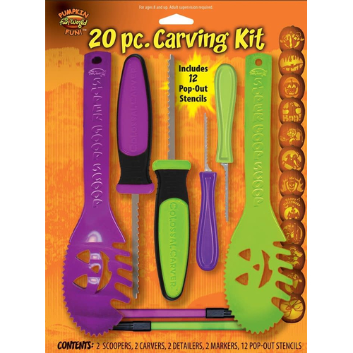 20 Pc. Pumpkin Carving Kit. Halloween  Decoration.