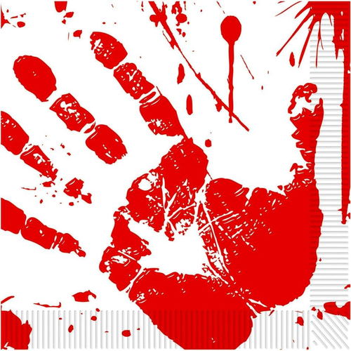 Bloody Handprints Luncheon Napkins. Halloween Table Decoration.