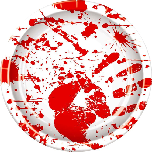 Bloody Handprints Plates. Halloween Table Decoration.