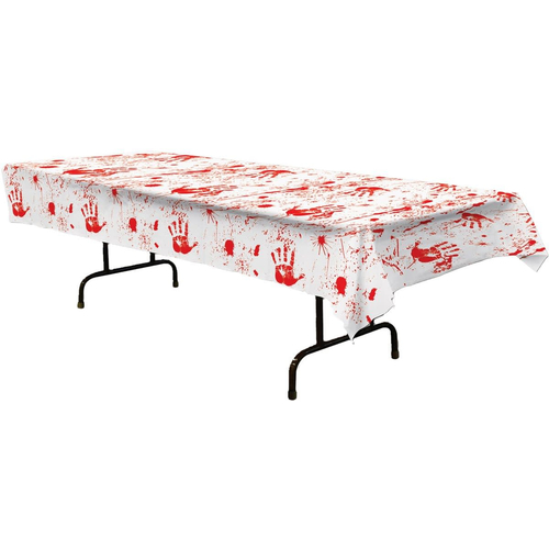 Bloody Handprints Tablecloth. Halloween Table Decoration.