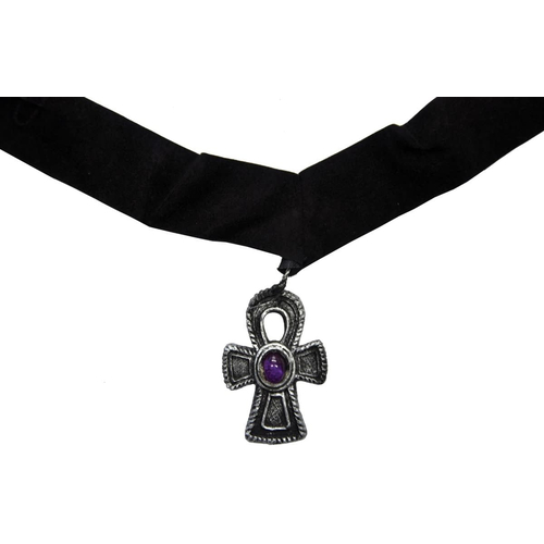 Choker Velvet Cross W Purple
