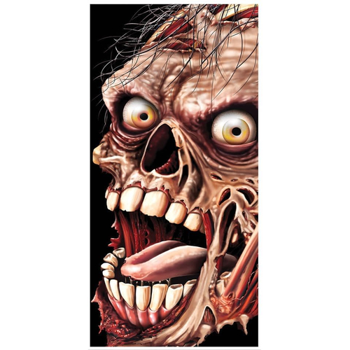 Grim Zombie Door Cover. Walls, Doors, Windows  Halloween Decorations.