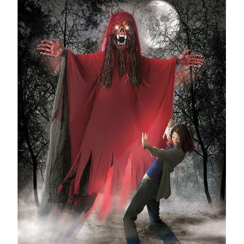 Hanging Red Fanged Demon 10 Ft.  Halloween Props.