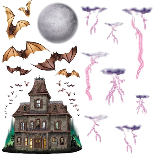 Haunted House Night Sky Prop. Walls, Doors, Windows Halloween Decorations.