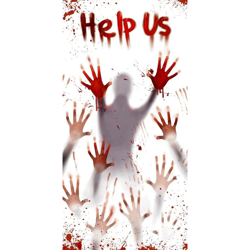 "Help Us" Door Cover. Walls, Doors, Windows Decoration.