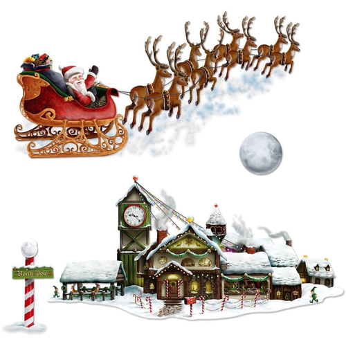 Santa Sleigh Workshop Props. Walls, Doors, Windows  Decorations.