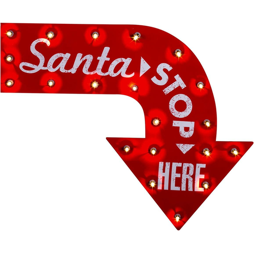 Santa Stop Here Sign. Holiday Decorations.