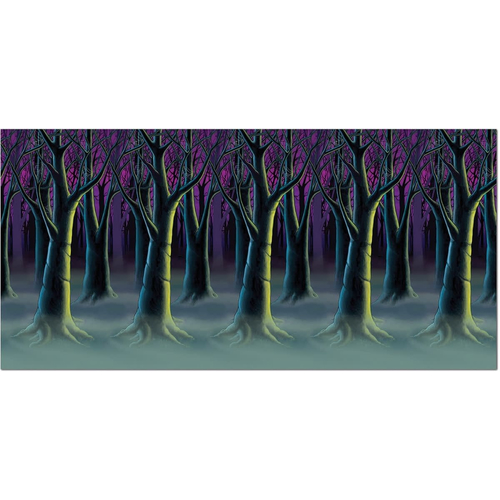 Spooky Forest Trees Backdrop. Walls, Doors, Windows Halloween Decorations.