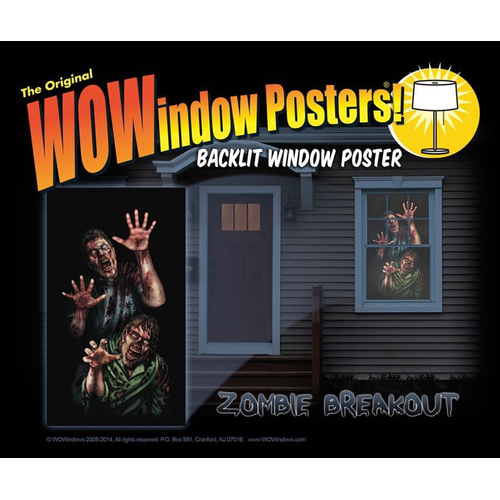 Zombie Breakout Window Poster. Walls, Doors, Windows Decorations.