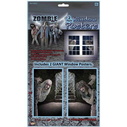 Zombie Window Clings. Walls, Doors, Windows Decorations.