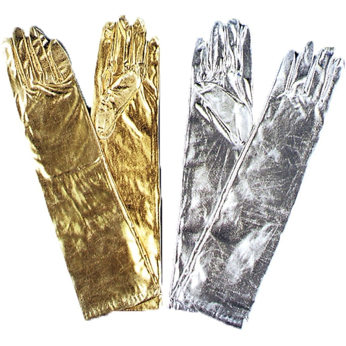 Gloves Elbow Metallic Silver