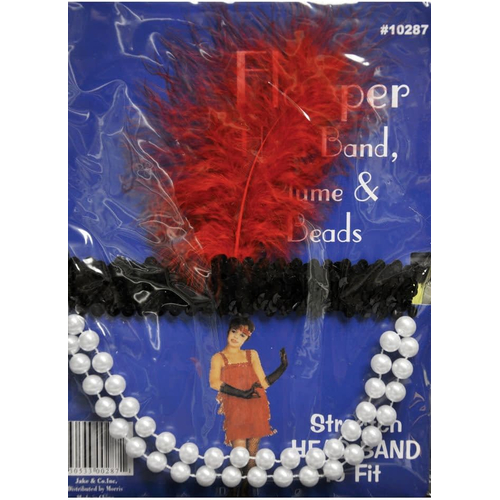 Flapper Headpiece Red Feather