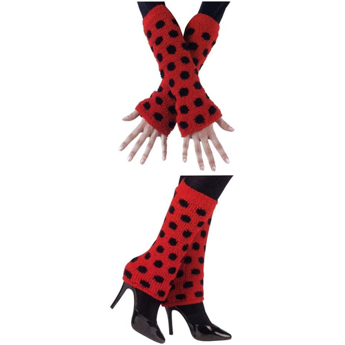 Fuzzy Arm/Leg Warmers Bk/Red
