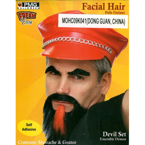 Mustache Goatee Set Black & Red