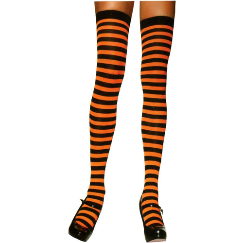 Stockings Thi Hi Striped Bk/Or