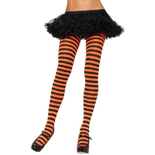 Tights Striped Bk/Orange