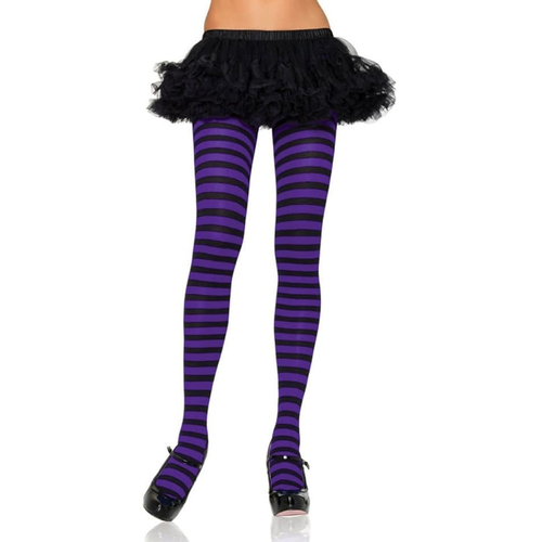 Tights Striped Black Purple