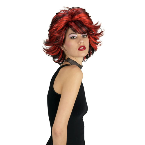 Choppy Red Black Wig For Women