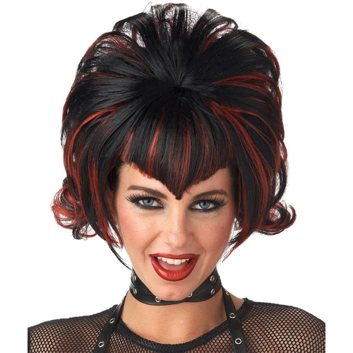 Goth Flip Black Burgundy Wig For Halloween