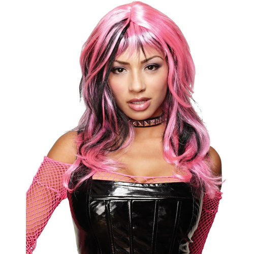 Hard Rockin Witch Peruke Black Pink