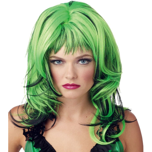 Hard Rockin Witch Wig Black Green