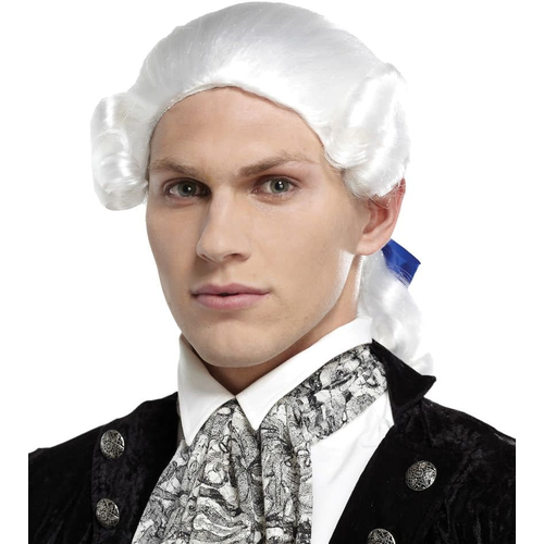 Ponytail Bow White Wig For Men