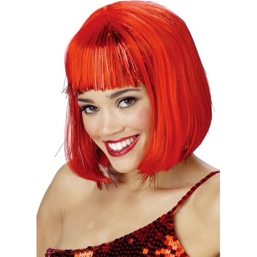 Red Shimmering Bob Wig For Women