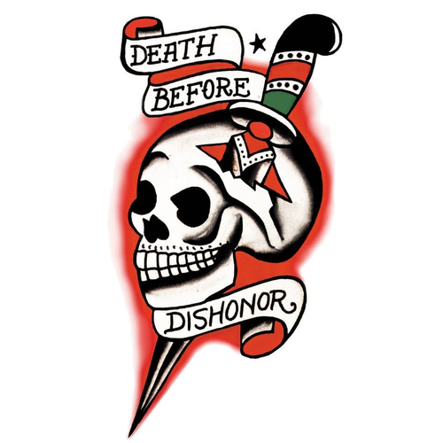 Tattoo Vintage Death Before Dishonor  Skull