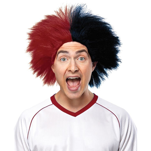 Wig For Sports Fun Burgundy Black
