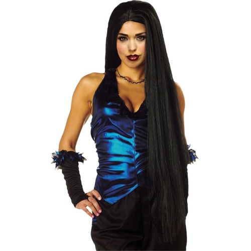 36 Inch Long Black Peruke For Adults