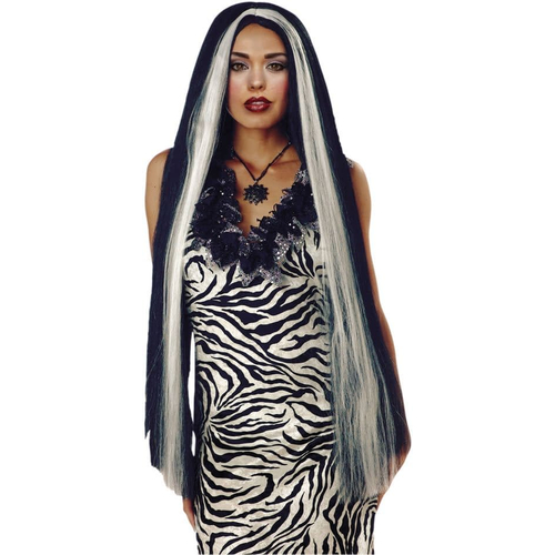 36 Inch Long White Streaked Peruke