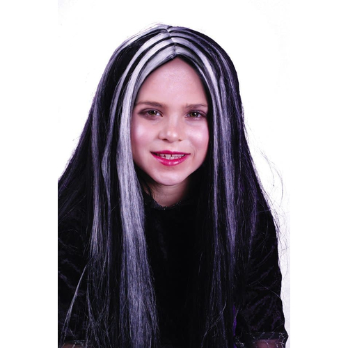 Black White Streaks Wig For Children