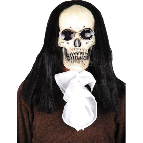 Goth Skull Mask With Hair For Halloween