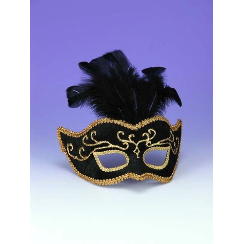 Half Style Mask Bk W Gold Trim V