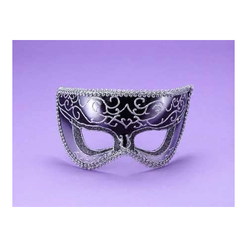 Half Style Mask Bk W Slvr Trim For Adults
