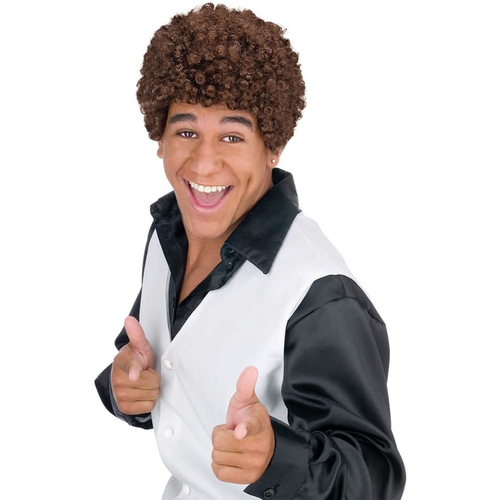 Jheri Curl Dark Brown Wig For Men - 17878