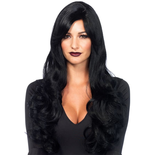 Long Wavy Black Peruke