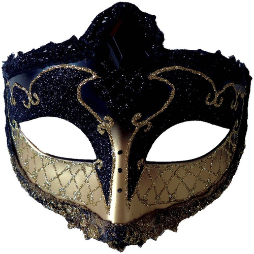 Mardi Gras Eye Mask Black Gold For Masquerade