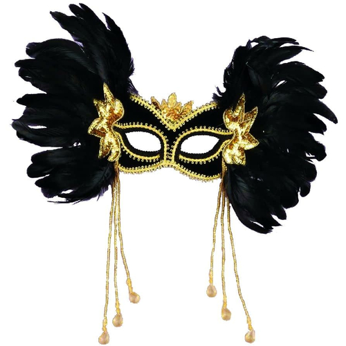 Masquerade Ven Mask Black W Dangles