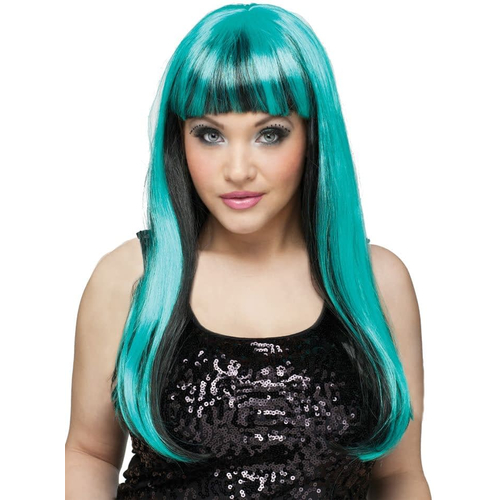 Neon Black/Teal Natural Wig