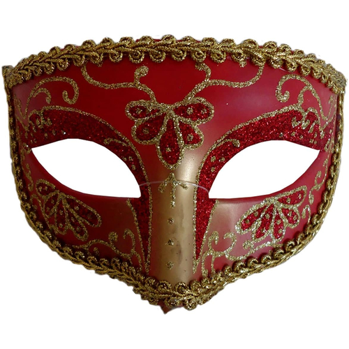 Opera Eye Mask Red Gold For Masquerade