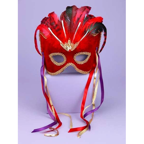 Venetian Couple Mask Rd/Bk For Adults